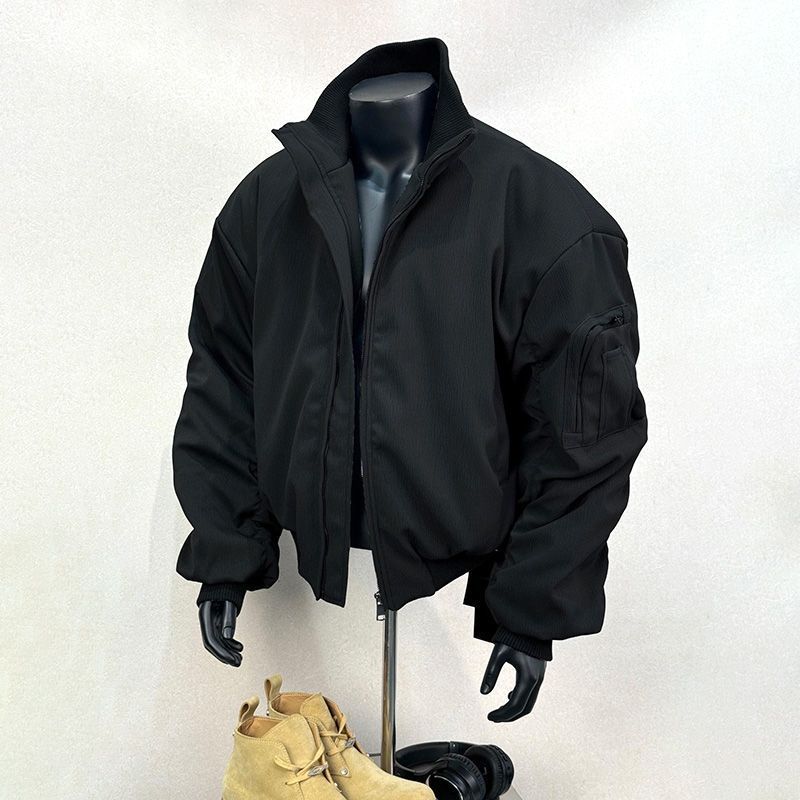 春秋季廓形飞行员夹克外套男女冲锋cleanfit立领休闲棒球服工装|undefined