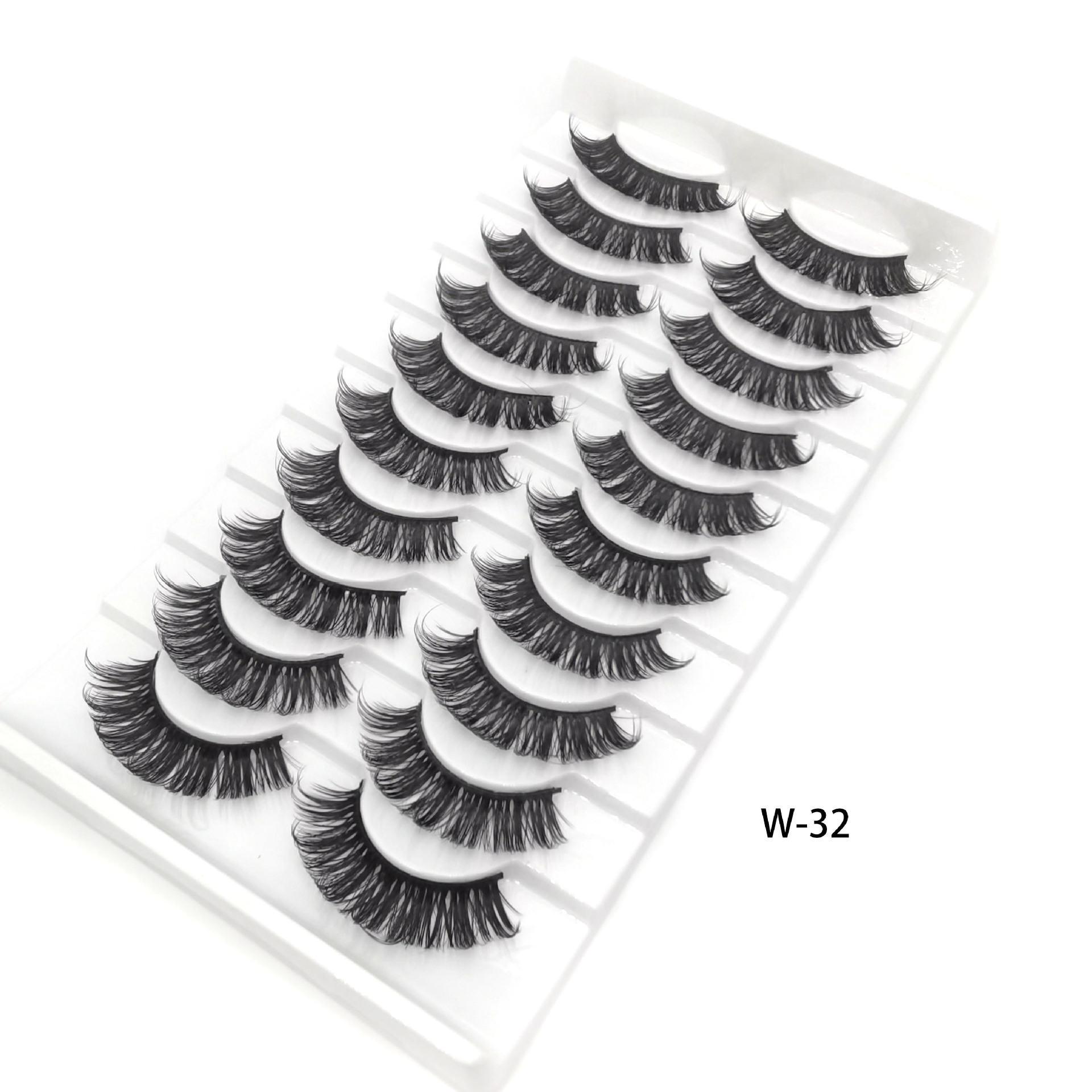 Nuevo ruso pestañas falsas DD curvadas gruesas pestañas europeas y americanas diez pares de pestañas naturales del encanto de la fibra química
