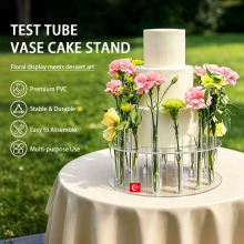 TX Clear Acrylic Floral Crown Cake Stand with Test Tube Vase