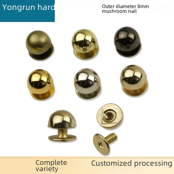 8mm Wide Mushroom Nail Handmade Leather Bag Decorative Buckle Foot Nail Bottom Screw Decorative Nail
