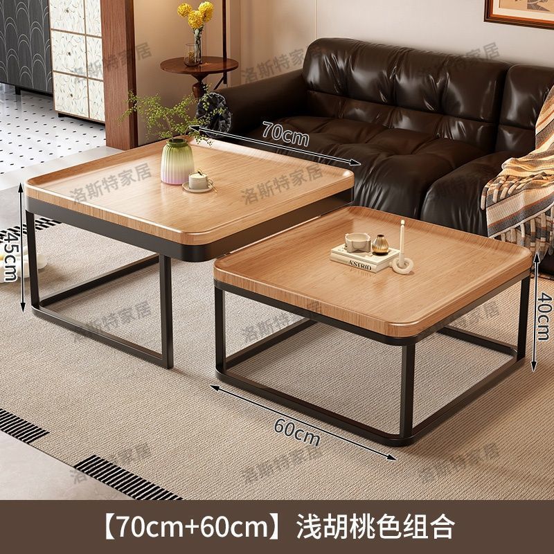 亚马逊批发茶几家用客厅轻奢中古极简小户型阳台圆形胡桃木色茶桌|undefined