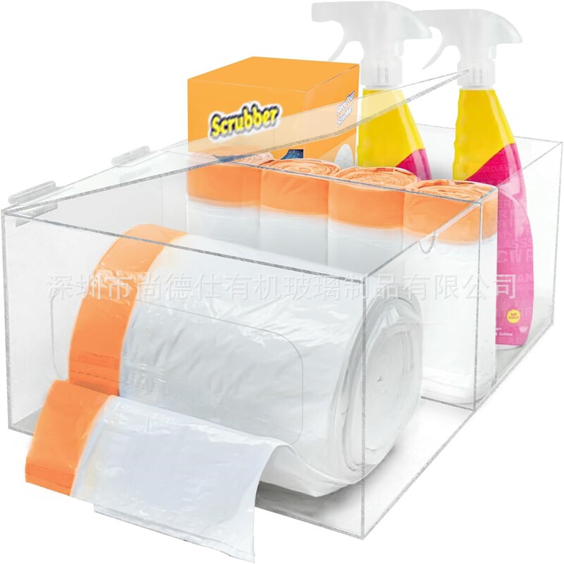 Customized Garbage Bag Dispenser and under Sink Garbage Bag Organizer Trash Bag Holder with Lid Kitchen Storage