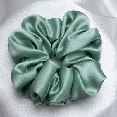 100% Mulberry Silk Scrunchie Silk | Saç üçün rezinlər - willow-leaf-green-4cm-100-mulberry-silk-30mm