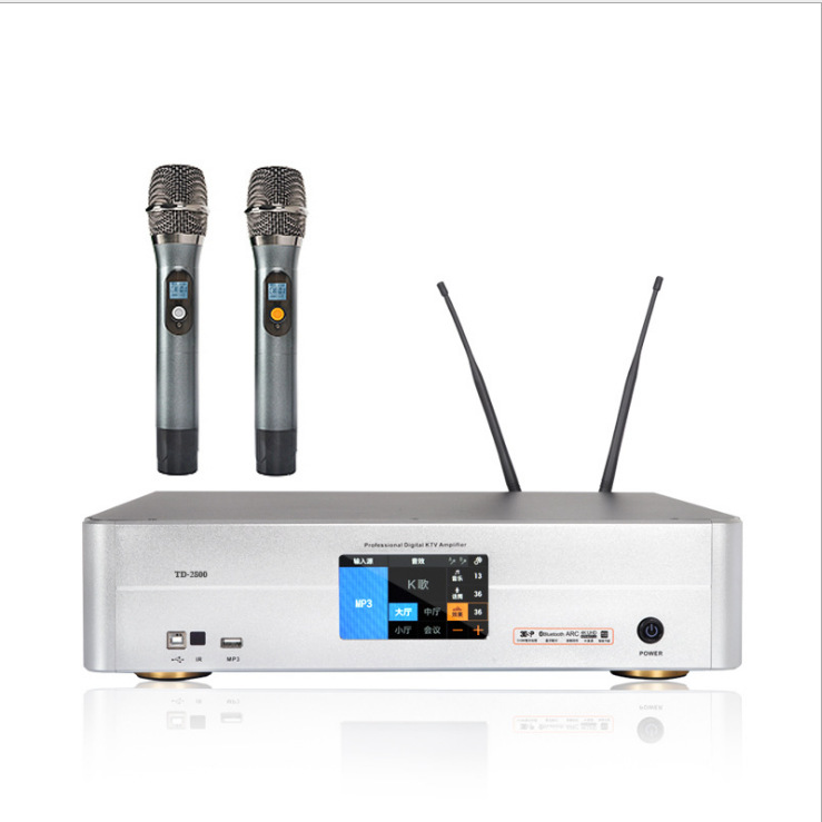 Amplificador de potencia 3 - en - 1 con micrófono inalámbrico, dispositivo de efecto frontal, máquina integrada K-canción, amplificador de karaoke doméstico K-影