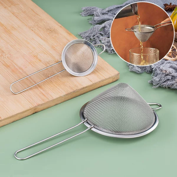 Stainless steel triangle colander cocktail filter kitchen strainer juice filter flour sieve cone-type ice filter