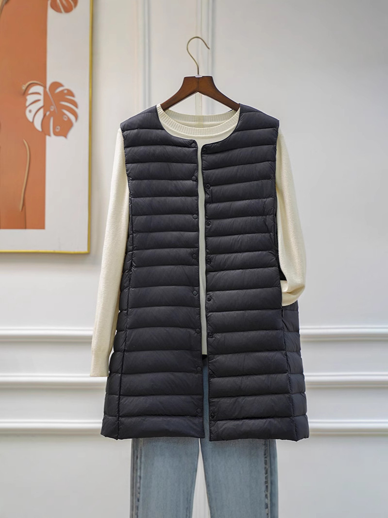 Transfronterizos TikTok chaqueta de plumón ligera chaleco de cuello en V de invierno de moda coreana chaqueta cálida