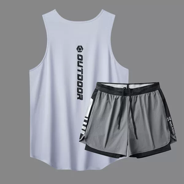 229 white vest + gray swimming trunks
