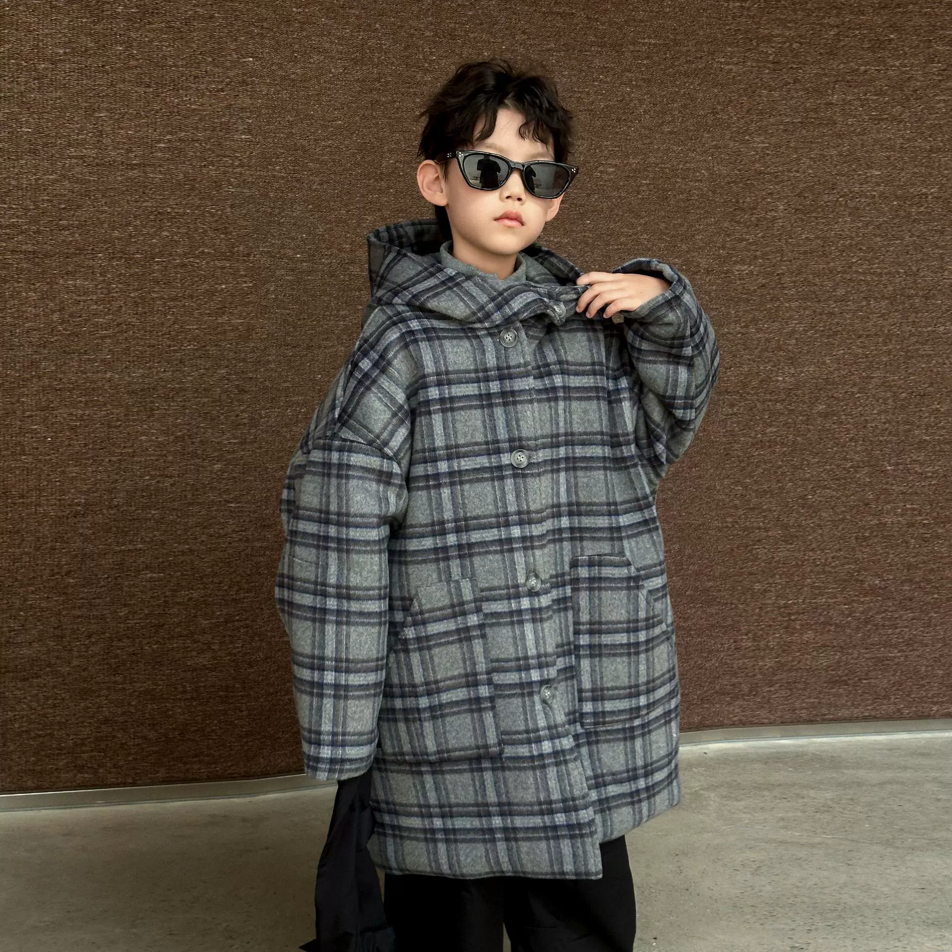 男童冬款呢子大衣2025秋冬季新款毛呢外套长款儿童呢子衣织里童装