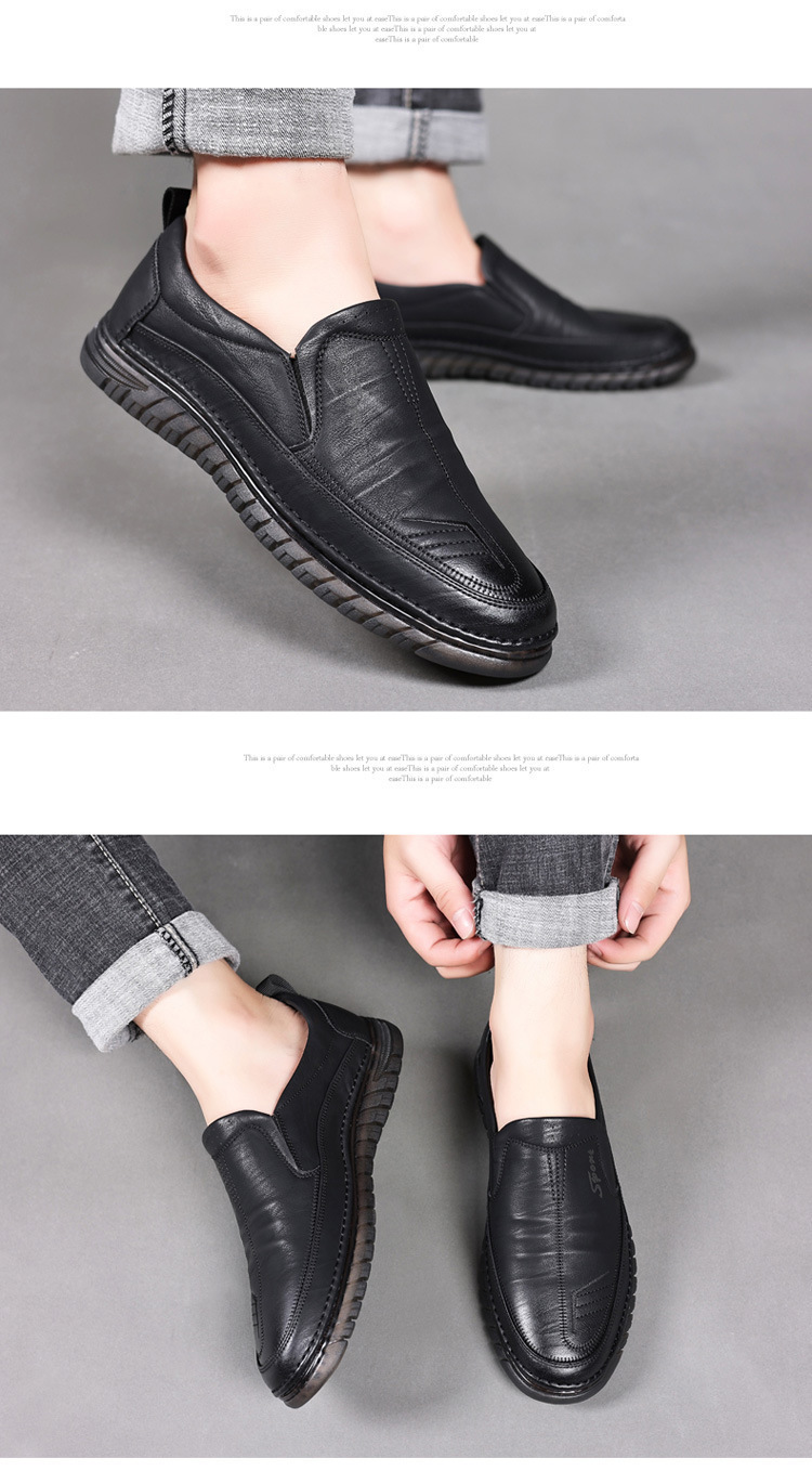 Chaussures décontractées en cuir pour homme, à enfiler, respirantes, à lacets, style printemps 2024, confortables, idéales pour la conduite, blanches et noires._voghion.com