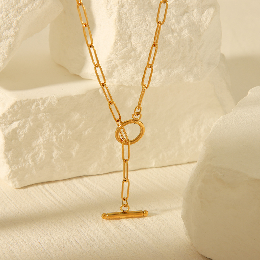 Collana a catena paperclip semplice ed elegante per donna con ot_voghion.com