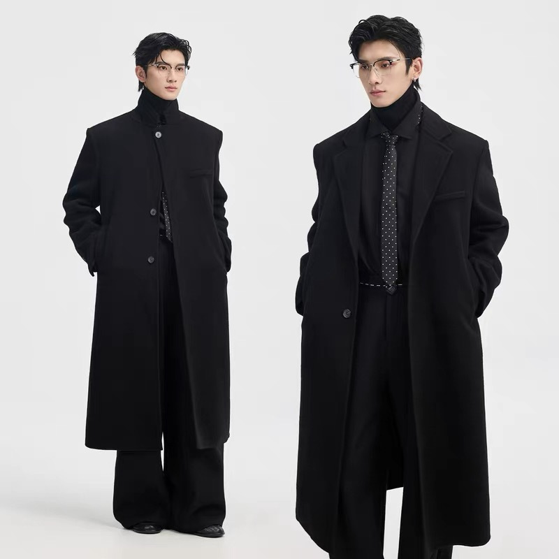 New Autumn Light Mature Style Suit Collar Slim Windbreaker Men's Fashion Korean Style Casual Long Over-The-Knee Coat Jacket New Autumn Light Mature Style Suit Collar Slim Windbreaker Men's Fashion Korean Style Casual Long Over-The-Knee Coat Jacket