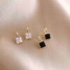 Sophisticated small square zirconium, earrings, simple and elegant design