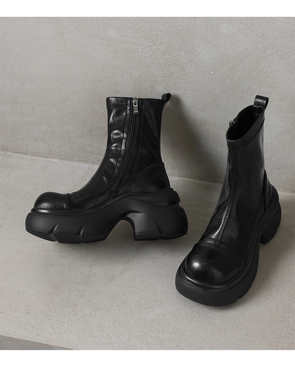 Boot nữ cổ thấp đế dày gót vuông co giãn da thật mùa thu đông — Lớp lót nhung màu nâu, nhung đen, Li đơn màu nâu, Lớp lót đơn màu đen chi tiết 18