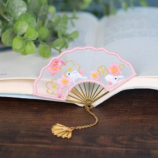 Temu Cross-Border Labeling Handmade Fan-Shaped Bookmark DIY Embroider Material Package Antique Style Creative Gift Learning Export
