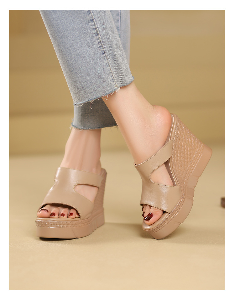 Sandal cao gót nữ hở mũi đế dày 10 cm phong cách mới mùa hè — đen chi tiết 11