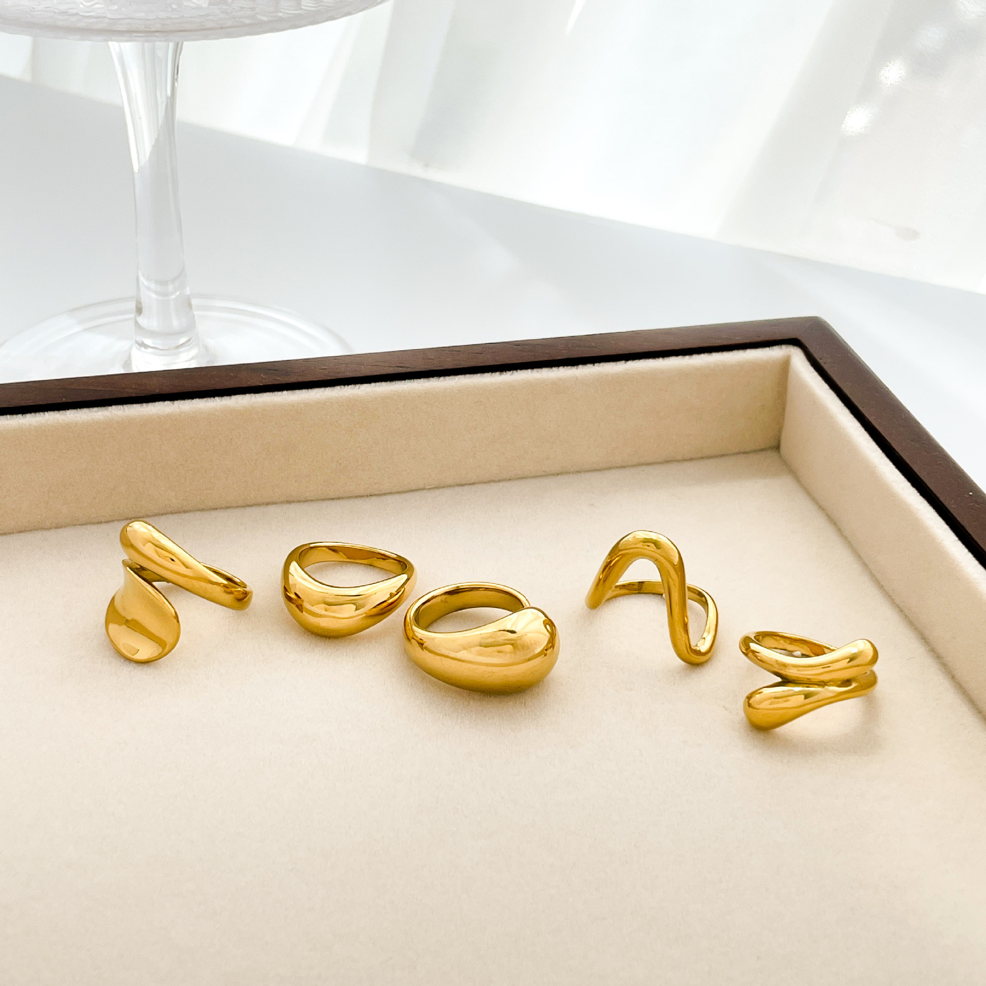 8g Weight Gold Plated Plating Material Rings Classification Simple Style Commute Solid Color Titanium Steel Plating Gold Plated Rings