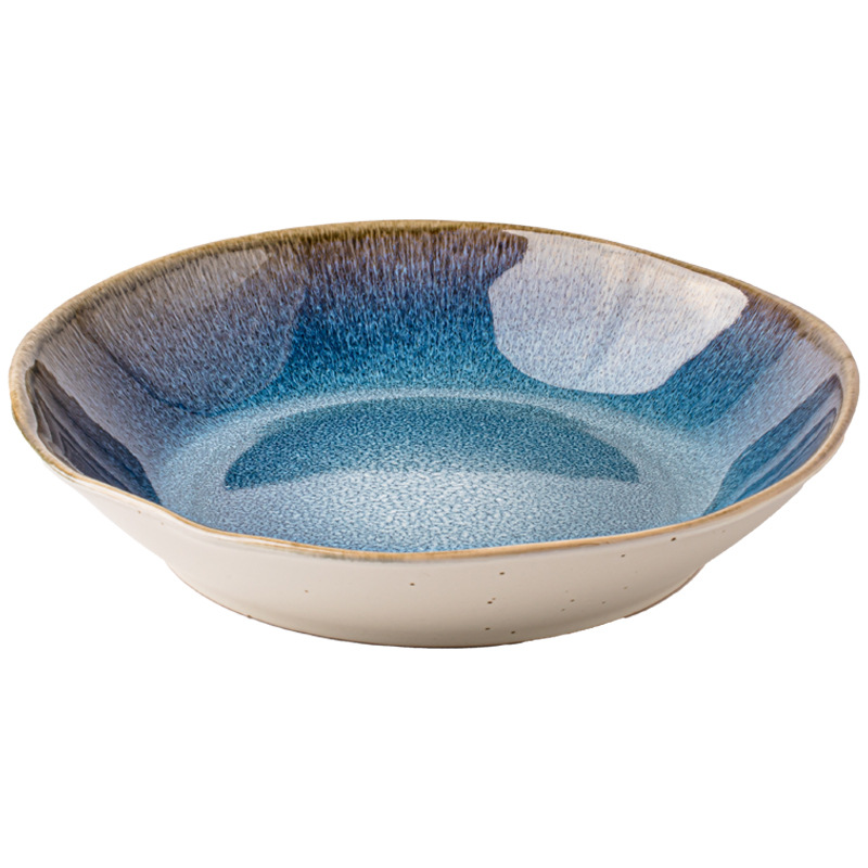 Yunmeng textura super buena 9 pulgadas irregulares plato de ensalada de cerámica profunda de lujo ligero restaurante plato de platos grandes exportaciones transfronterizas