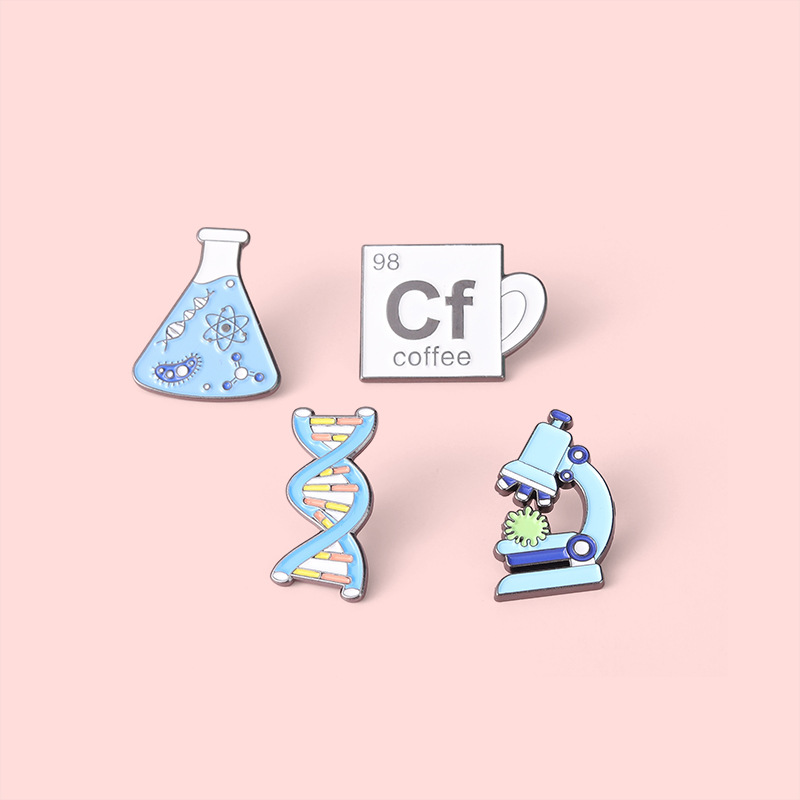 European And American New Chemical Biological Alloy Brooch Creative Cartoon Microscope Cf Cup Dna Modeling Paint Badge display picture 5