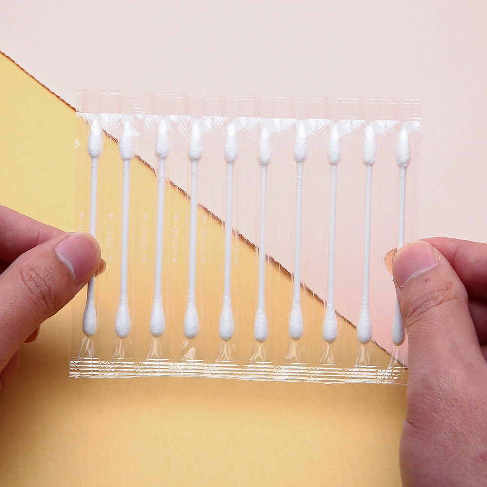 Один отдельный упаковочный бумажный тампон ватный тампон навалом с двумя головками заостренные спиральные круглые ушные ложки головки с двойной круглой головкой ватный тампон с фабрикой