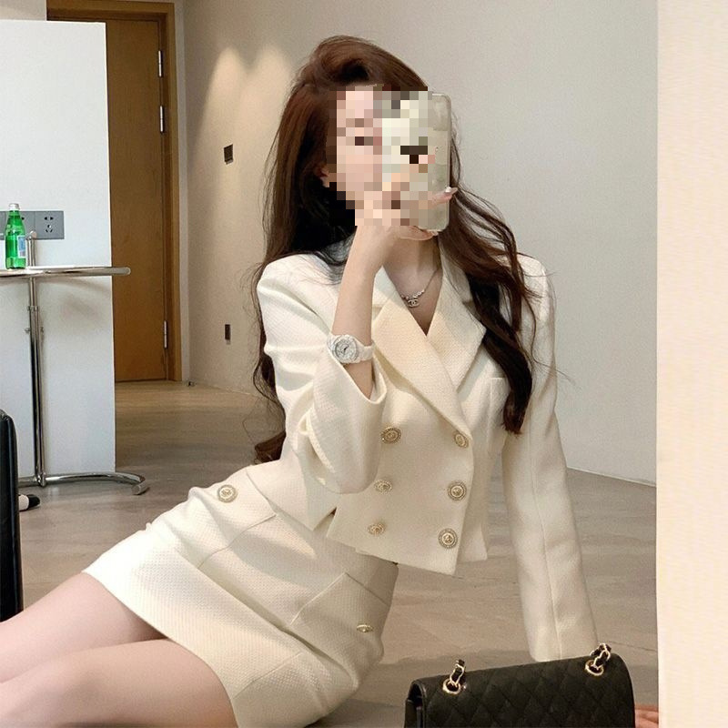 网红时尚小香风套装春秋女2025新款西装外套包臀半身裙名媛两件套|undefined