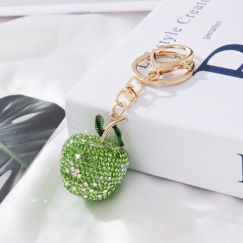 水钻滴油仿真苹果钥匙扣水果汽车钥匙链圈女包配饰可爱创意挂件