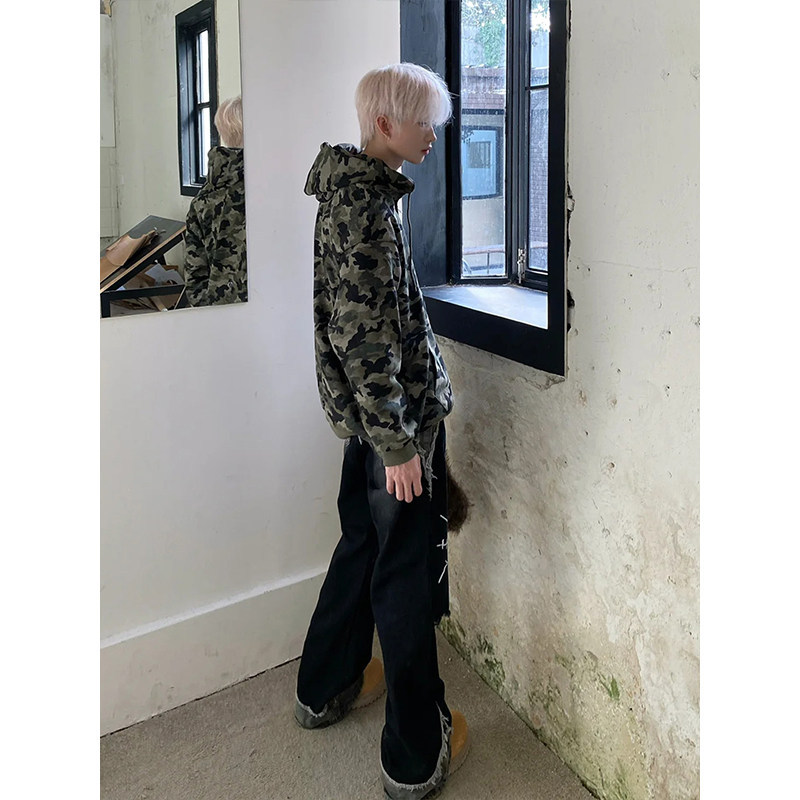 European And American Hip Hop Niche Patchwork Jeans Men's American Street Style Loose Casual Washed Ripped Straight Leg Jeans_mkmklike.com