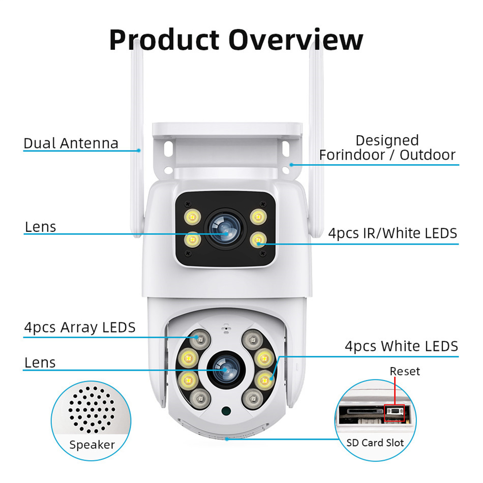 ICsee Outdoor 5G Dual-Band Überwachungskamera, Doppellinse, WiFi, HD