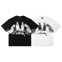 长期有一件代发潮牌斯短袖t恤正确高版本无缝圆筒布男女同款外贸