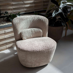 Nordic designer minimalist lambswool single chair with Italian cream style creative rotating bedroom balcony sofa chair
