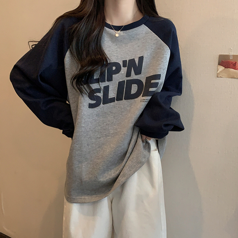 Ins Super Popular Long-Sleeved T-Shirt for Women Early Spring and Autumn 2026 New Style Loose and Versatile Round Neck Raglan Sleeve Thin Top