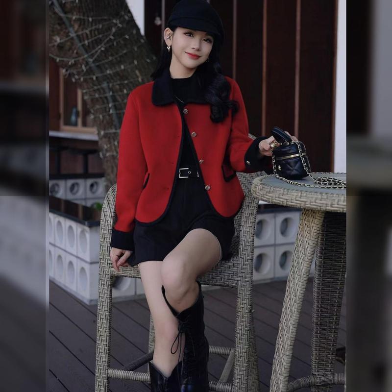 名媛小香风毛呢短款外套女2025秋季新款翻领小个子高级感开衫上衣|undefined