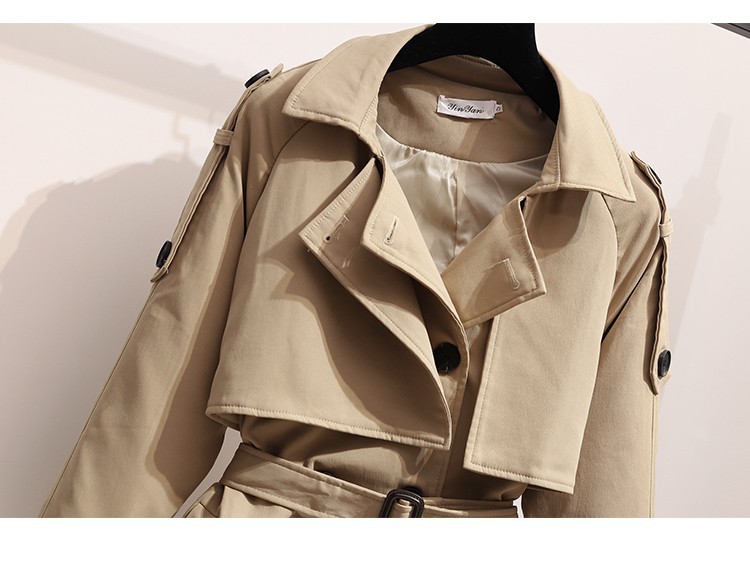 Gabardina elegante estilo britânico para mulher petite_voghion.com