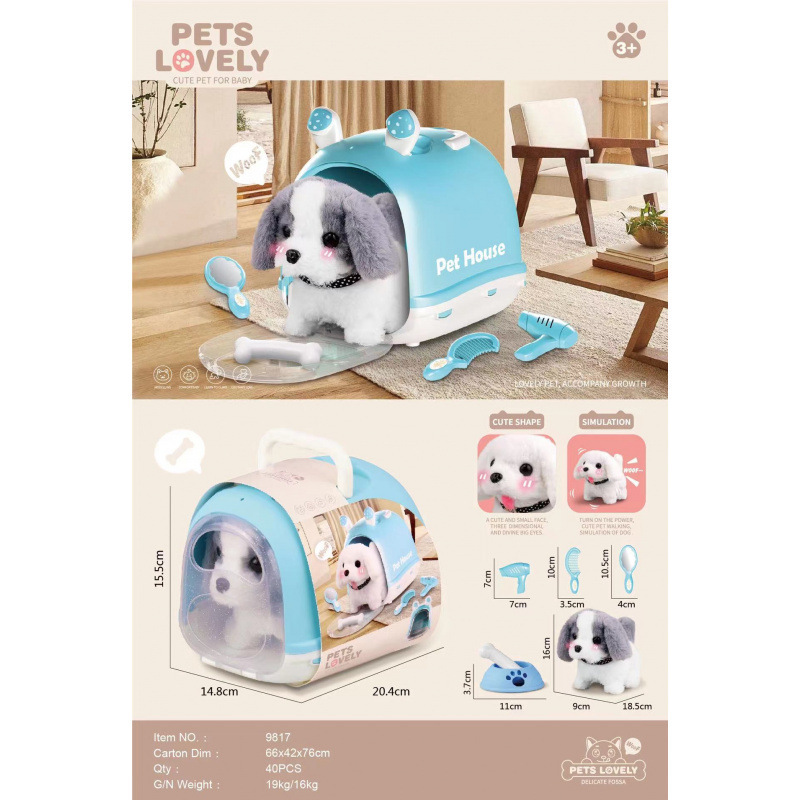 Club Teddy Club Peluche eléctrico Conejo blanco Golden Retriever Juguetes para niños Caminar llamado Muñeca de mascota