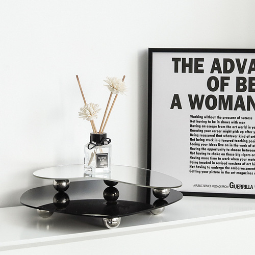 Acrylic mirror tray, curved irregular shape ornaments, photo props, home decoration, literary Nordic accessories