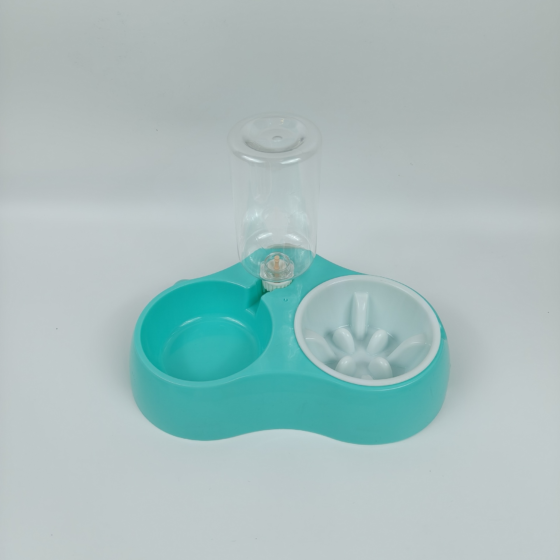 Tazón de agua para gatos y perros, tazón para gatos y perros, tazón automático de agua potable de acero inoxidable, doble tazón integrado, alimentador de perros y gatos a prueba de volcar