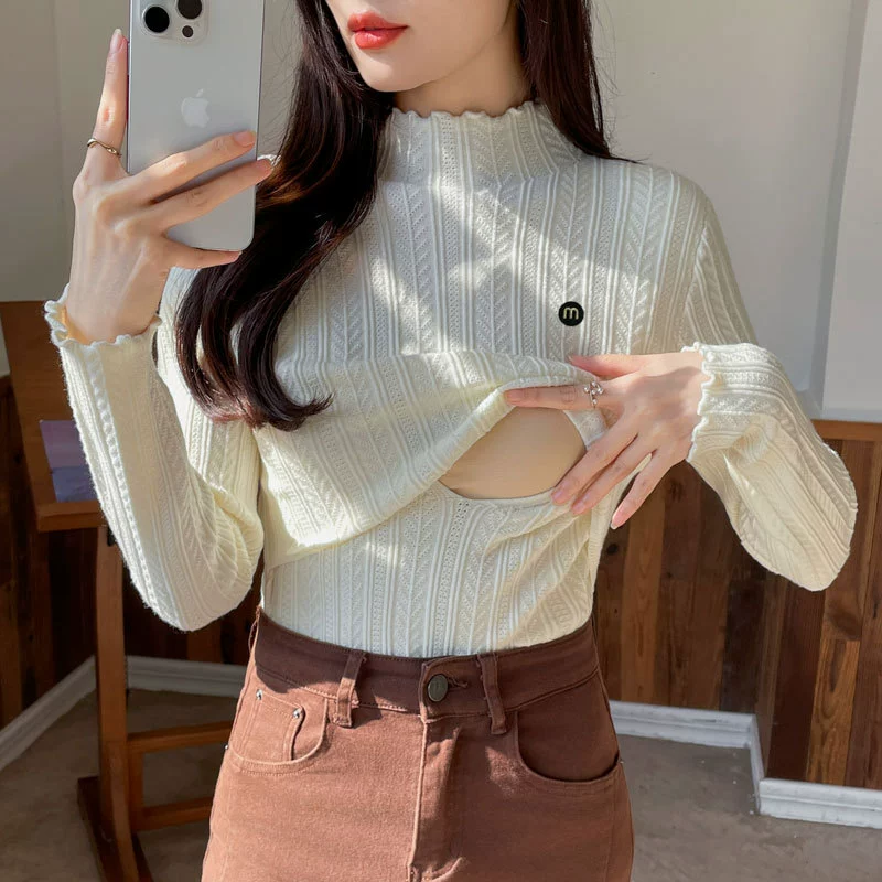 2024 Осень и зима утолщенные теплые кормящие свитера