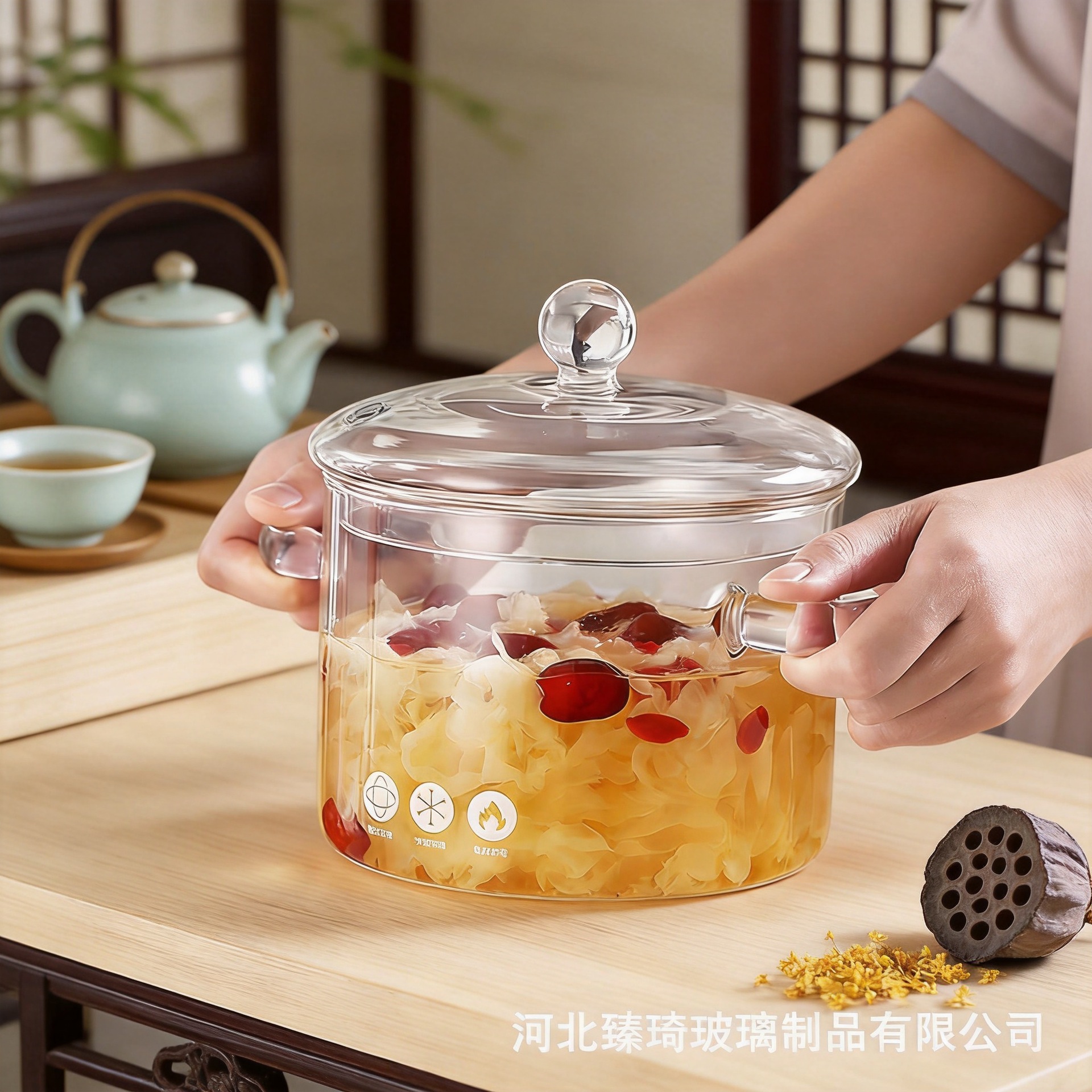 Olla de vidrio transparente, gruesa, resistente a altas temperaturas, con doble asa y tapa, adecuada para fideos instantáneos, olla de acero inoxidable para fuego abierto, olla para calentar alimentos, hervidor de mano.