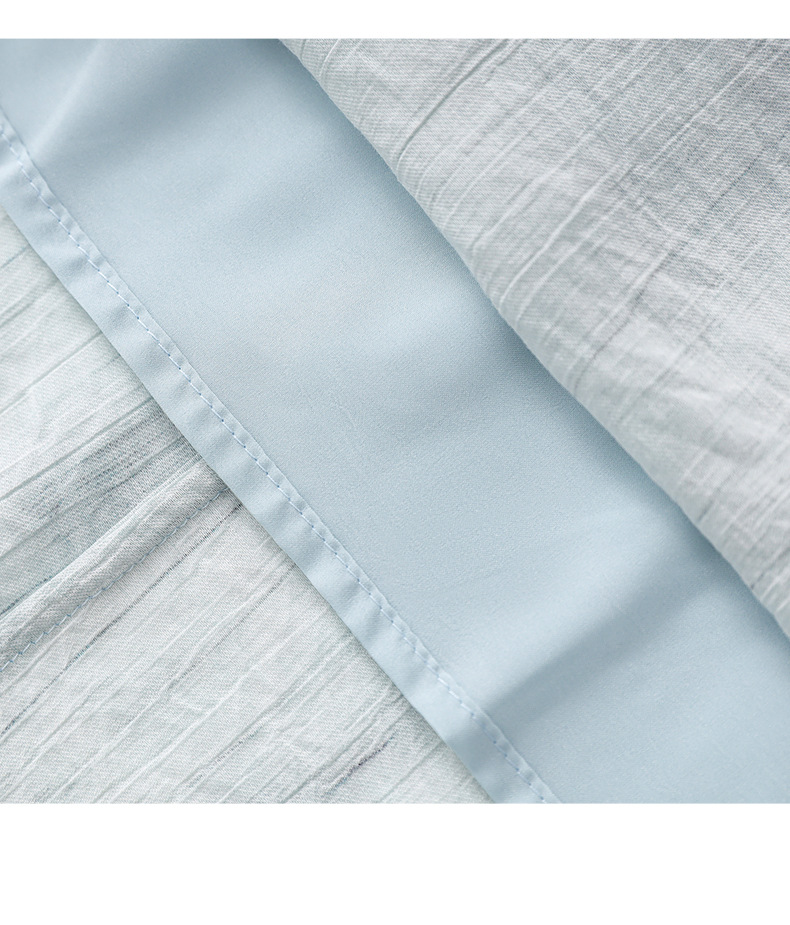 Váy dài nữ họa tiết mực jacquard Tencel phong cách nghỉ dưỡng mùa hè — Màu xanh lam chi tiết 22