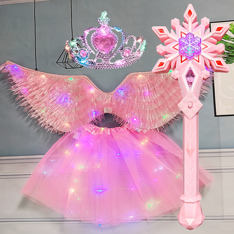 Tela en polvo alas lámpara falda lámpara corona copo de nieve palo de música