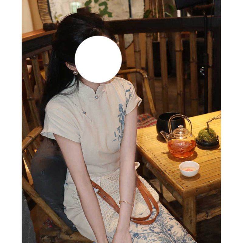 Yan Guilai 古代中国風の新しいチャイナドレス 2025 新しい文学中華民国スタイルの夏のエレガントな女性のスカート|undefined