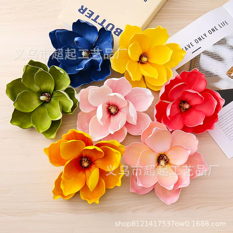 跨境仿真花EVA玉兰花迎春花木兰花头玉堂春 婚礼装饰新款仿真玉兰