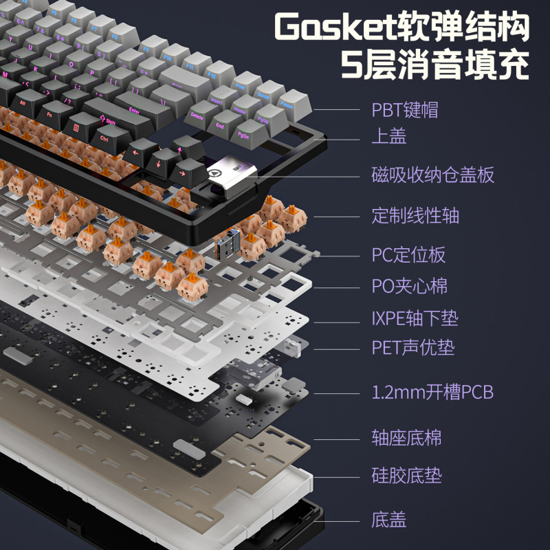 银雕87键无线蓝牙三模机械键盘RGB客制化有线游戏gasket电脑外设|undefined