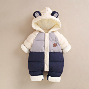 Newborn Baby Clothes Winter Climbing Clothes Baby Fleece-Lined Hassel Boys' and Girls' Jumpsuit Outer Wear Holding Clothes