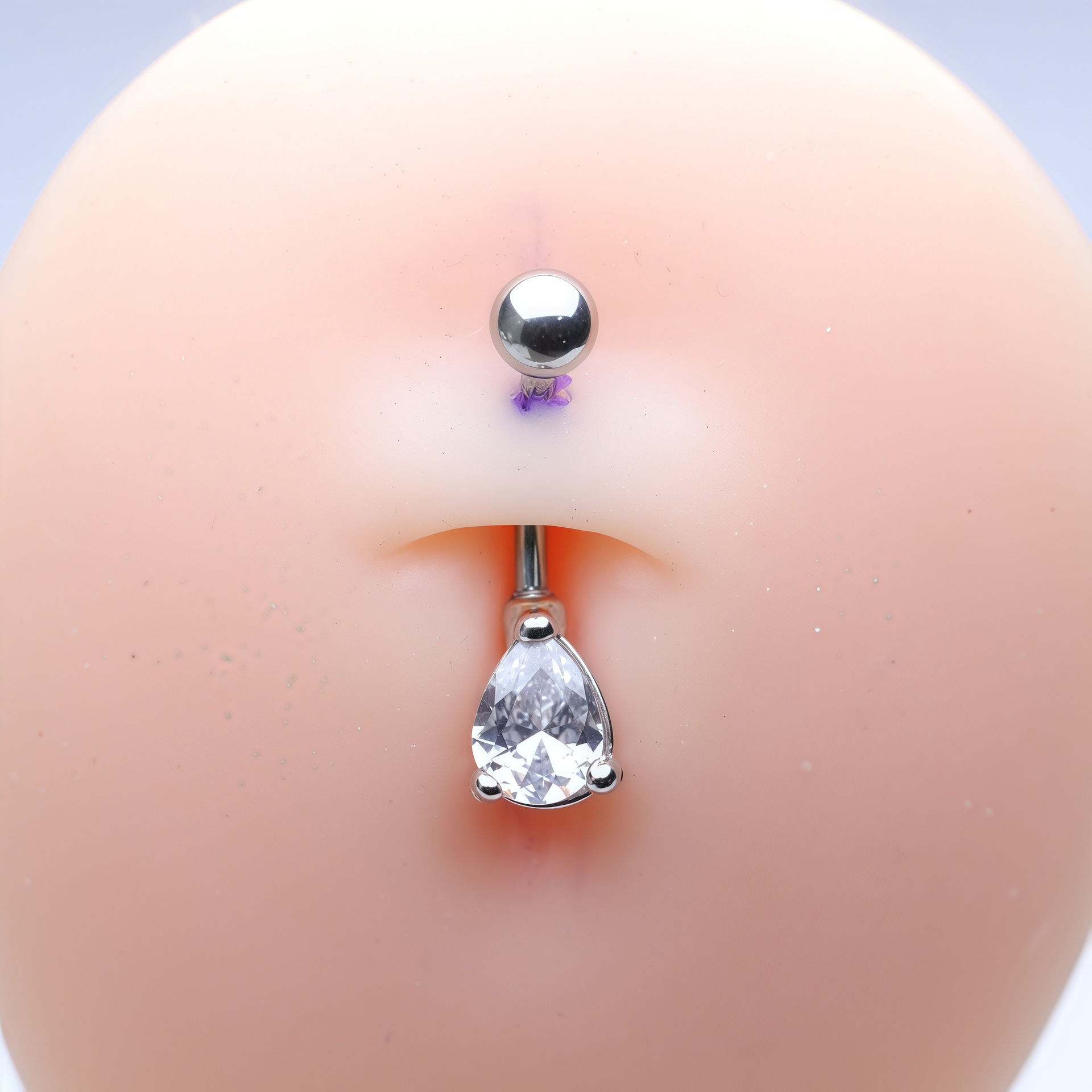 Unique Gold Belly Button Ring With Zirconia Drop Design_voghion.com