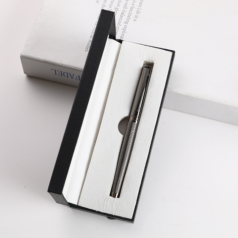 Pluma de firma de metal comercial de alta calidad, caja de regalo, logotipo personalizado, publicidad, grabación de pluma neutra