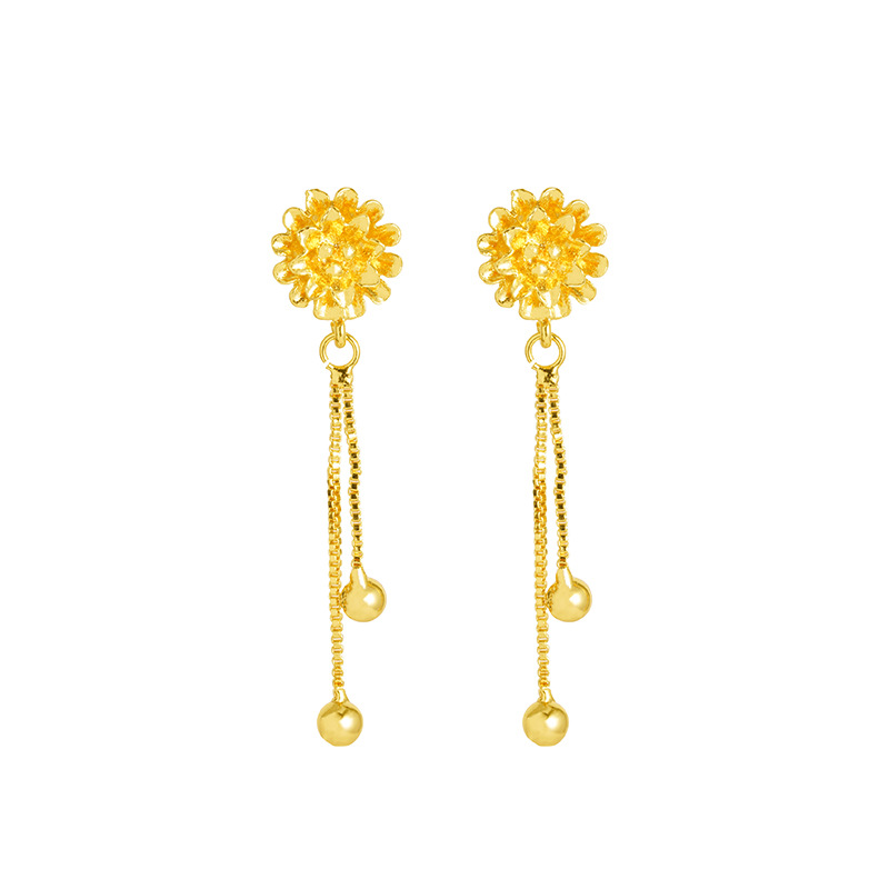 Nuevas líneas de oreja de oro arena flores florecientes pendientes de lujo de las mujeres de alto grado temperamento joyería imitación de oro fábrica al por mayor