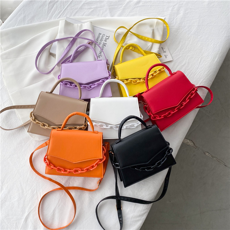 Fashion Handbag Bag Women's 2021 New Candy Color Fresh Shoulder Crossbody Bag Simple Chain Small Square Bag