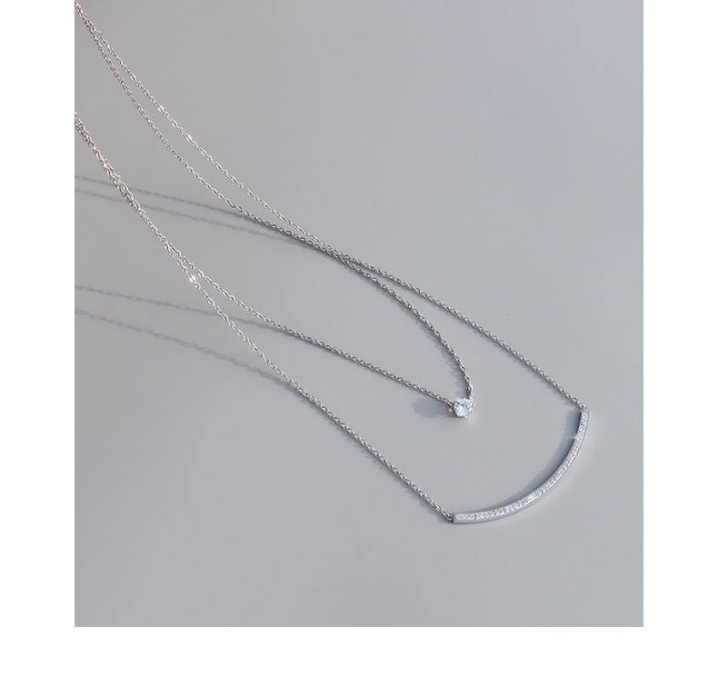 Simple Zircon Double Layered Necklace display picture 5