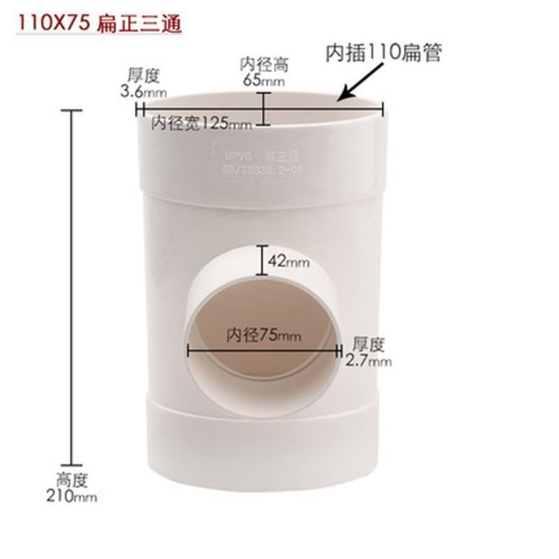 Pvc 110 baño accesorios de tubería plana downcomer cambio plano codo redondo directo cambio plano tee accesorios de tubería de PVC