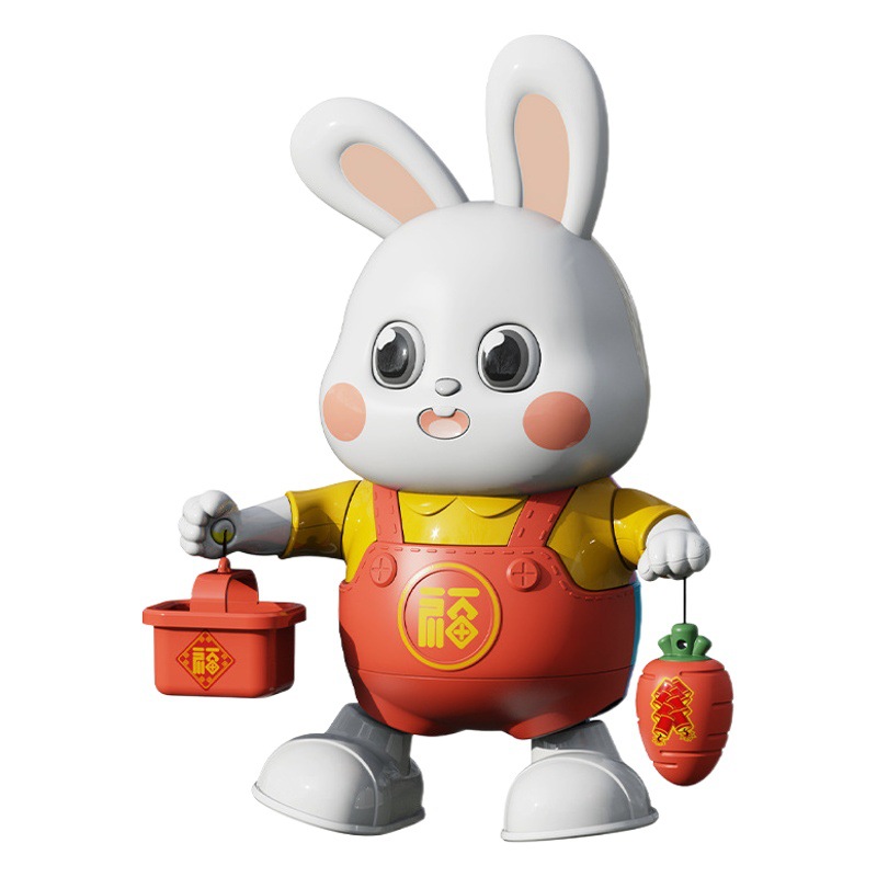 Children's Day Electric Dancing Little Lucky Rabbit Tiktok Version Robot with Lights and Music Educational Light-Up Toy 61